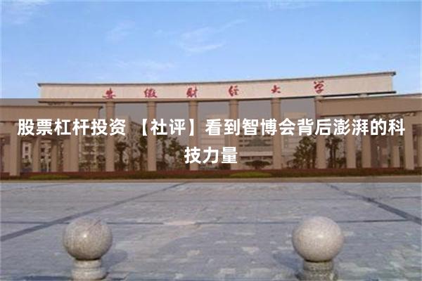 股票杠杆投资 【社评】看到智博会背后澎湃的科技力量