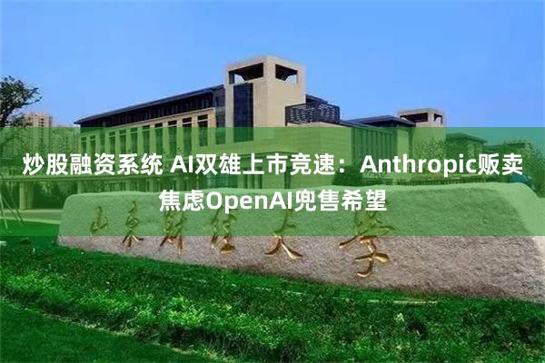 炒股融资系统 AI双雄上市竞速：Anthropic贩卖焦虑OpenAI兜售希望