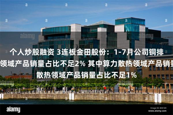 个人炒股融资 3连板金田股份：1-7月公司铜排等产品在算力领域产品销量占比不足2% 其中算力散热领域产品销量占比不足1%