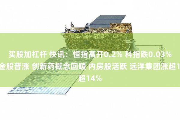 买股加杠杆 快讯：恒指高开0.2% 科指跌0.03% 黄金股普涨 创新药概念回暖 内房股活跃 远洋集团涨超14%