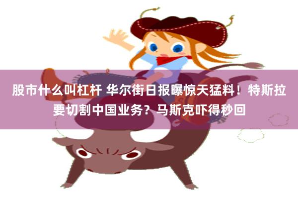 股市什么叫杠杆 华尔街日报曝惊天猛料！特斯拉要切割中国业务？马斯克吓得秒回