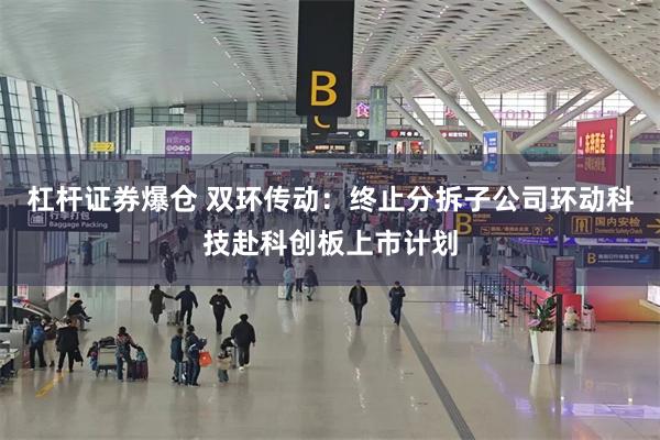 杠杆证券爆仓 双环传动：终止分拆子公司环动科技赴科创板上市计划