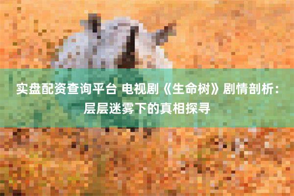 实盘配资查询平台 电视剧《生命树》剧情剖析：层层迷雾下的真相探寻