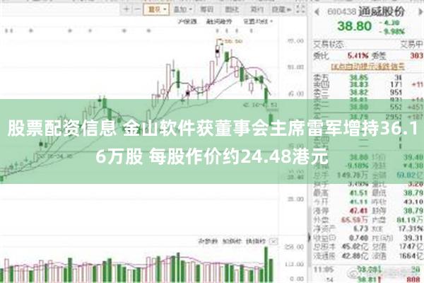 股票配资信息 金山软件获董事会主席雷军增持36.16万股 每股作价约24.48港元