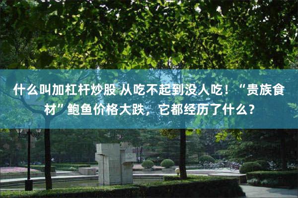 什么叫加杠杆炒股 从吃不起到没人吃！“贵族食材”鲍鱼价格大跌，它都经历了什么？